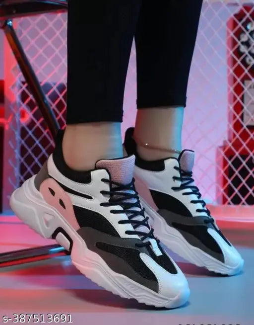 Pink mesh casual sneakers for girls, PVC outsole, lace-up fastening