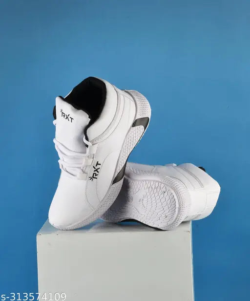 White and black children's sports sneakers, velcro closure