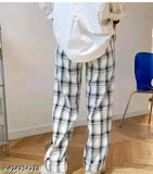 White and black checkered men's pajama pants, two tone plaid design, cotton fabric