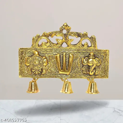 Gold Shankh Chakra Namah Vastu wall hanging (18x16x15cm), Tirupati design from India