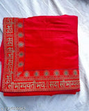 Vichitra Silk women's bridal sada saubhagyavati saree, traditional Indian blouse with free size, 5.5m length