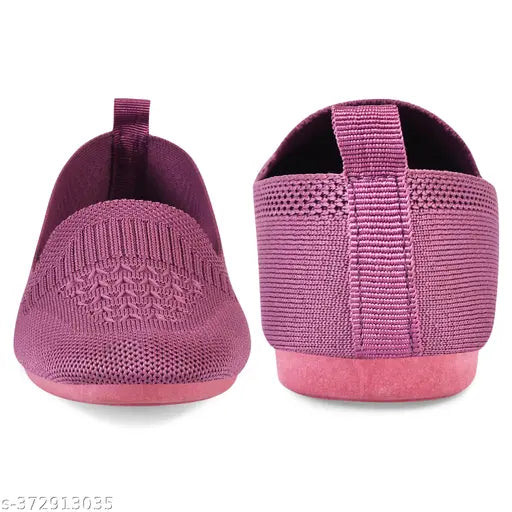 Synthetic pink ballerinas for women - slip-on solid flats, India origin
