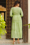 Green cotton anarkali dress