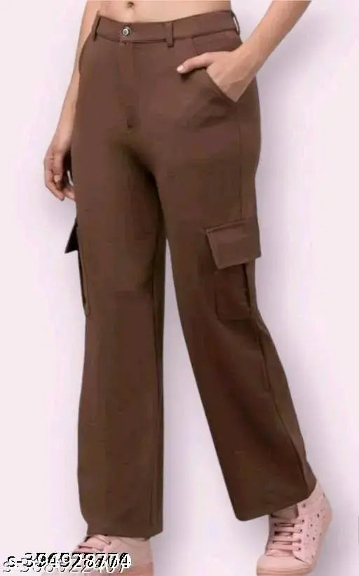 Brown cotton-lycra pocket paint skirt, solid pattern, size 26/30 inches, handmade Indian craft