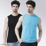 Sleeveless cotton t-shirts for men, high quality solid design, made in India