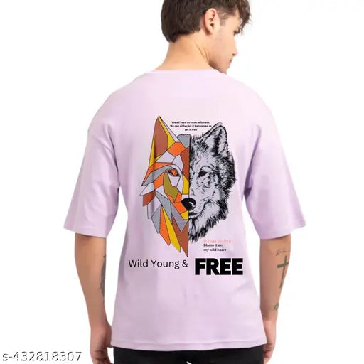 Graphic printed cotton blend oversize t-shirt for men, stylish and versatile, India origin