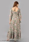 Cotton three-quarter sleeve Anarkali kurta in floral print, trendy women's fashion from India