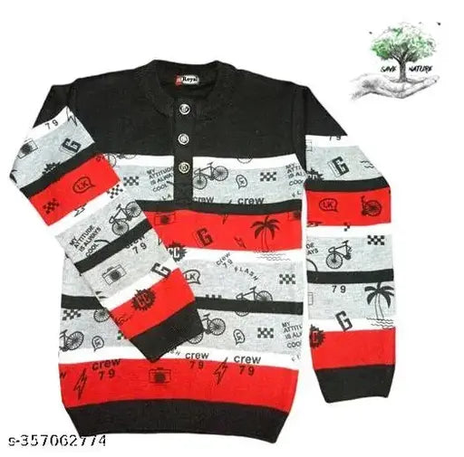 Colorblocked wool sweater for kids, full sleeves, warm and stylish