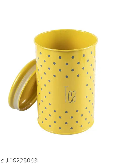 Yellow and white polka dot container set of 2, suitable for home kitchen storage, ideal for Market 99 tea