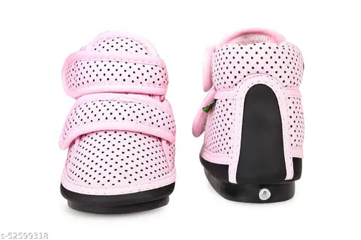 Pink and white polka dot boys' casual shoes