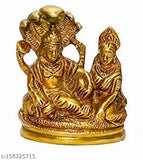 Metal Hindu god idols set: SLON M 8 Metals Shri Lakshmi Narayan, Lord Vishnu on Shesh Nag, Shri Padmanabh Swami, Indian origin, 4"x4"x4.5