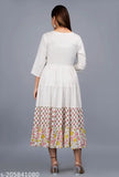 Sliver women's long-sleeve anarkali kurta with three borders