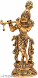 Krishna idol playing flute, intricate metal sculpture for home, temple, office decor and gifting, size L10x6x23cm (India)