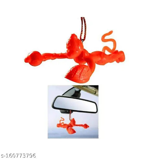 Multicolor Flying Lord Hanuman hanging car idol (set of 1), intricate automobile showpiece from Indian art form