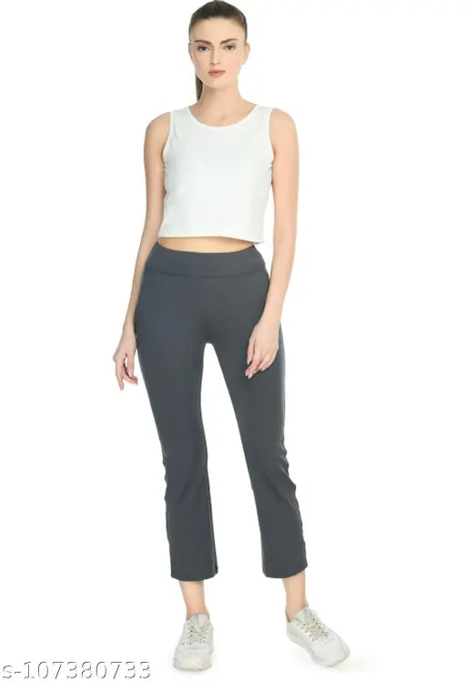 Solid polyester women's stretchable pant, 36waist 40length, Indian-made