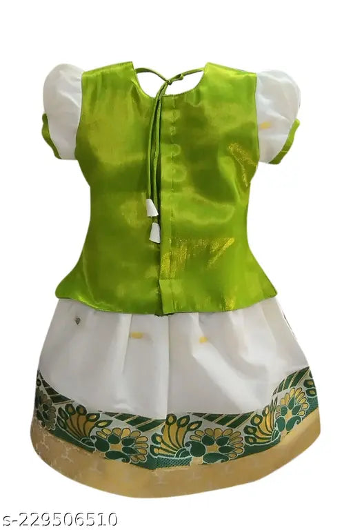 Tissue lehenga-choli set for girls, traditional Indian embroidered attire, 3-4 years size