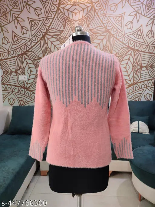 Premium wool Ladoo design cardigan, rich texture & trendy knitted pattern for women's winter fashion