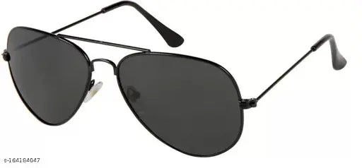 Black cotton baseball cap combo with black polarized aviator sunglasses, water-resistant sports band for men & boys - self-design pattern
