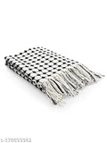 Cotton throw bedcover, black and white checkered pattern