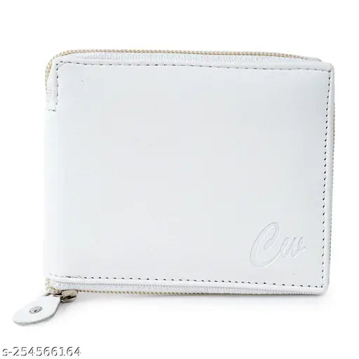 PU Classic World Trending Zip Wallet: Solid, free-size bi-fold wallet for men & women, features 2 compartments, coin pocket, and ample space for cards & cash