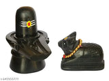 Black marble Shivling Nandi home decorative showpiece, symbolic of Lord Shiva's steadfast devotee