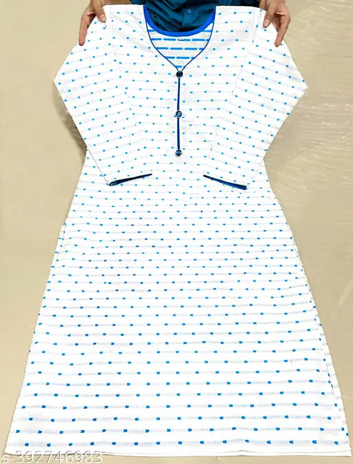 Light blue and white printed kameez with pocket design