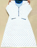 Light blue and white printed kameez with pocket design