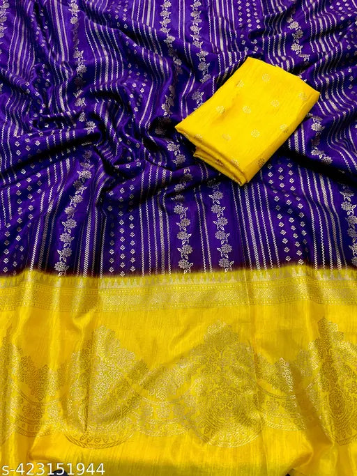 Purple georgette saree with gold foil prints