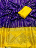 Purple georgette saree with gold foil prints