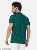 Cotton blend printed polo t-shirt for men, short sleeves, India origin