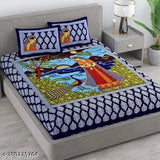Trendy peacock-printed superfine cotton double bedsheets with 2 pillow covers, ideal for summer, from India