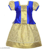 Cotton silk girls lehenga choli with net dupatta, printed design, sleeveless, Indian traditional Kerala Ishwaryam pattu for 3-8 years