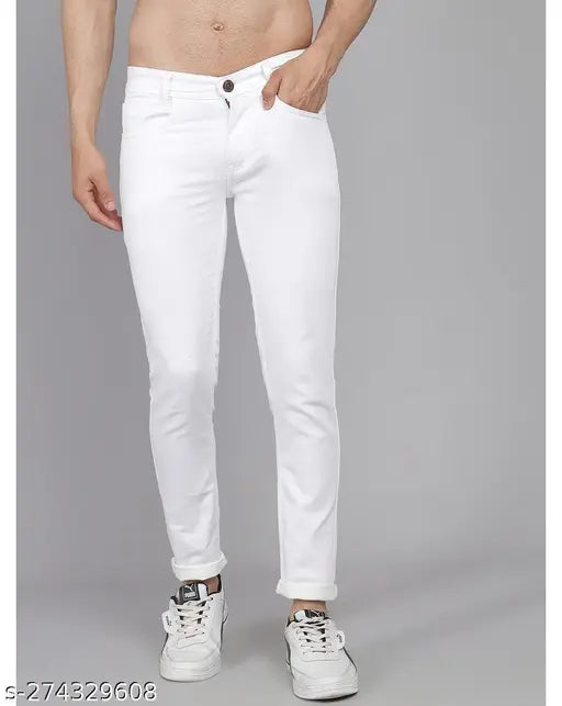 Plain white denim jeans MARKVIEW V - Solid, versatile, and made in India