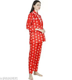 Winter Taausha woolen night suit, printed heart love design, comfortable Woolen cotton for daily winters wear