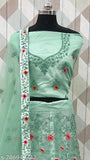 Designer net embroidered lehenga choli set with semi-stitched blouse and matching dupatta, free size, 2.5m dupatta length, best for normal occasions and parties. Indian ethnic wear