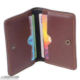 Dark brown, genuine leather debit/credit card holder. Compact, slim design for men. Solid construction with 4 compartments, ID window, and slim dimensions (L10cm x W8cm x H1cm). Perfect for daily use or travel