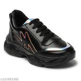 Soft, synthetic leather sneakers for women, non-slip and comfortable, great for party or gym, PU sole, lace-up closure, 1-inch heel height