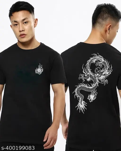 Dragon Back printed half-sleeve cotton blend T-shirts, stylish and comfortable for daily wear