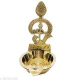 Brass Balaji Om Vel Diya, traditional Indian lamp with Murugan design, 4 inches tall
