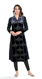 Women's black wool kameez with intricate embroidery design
