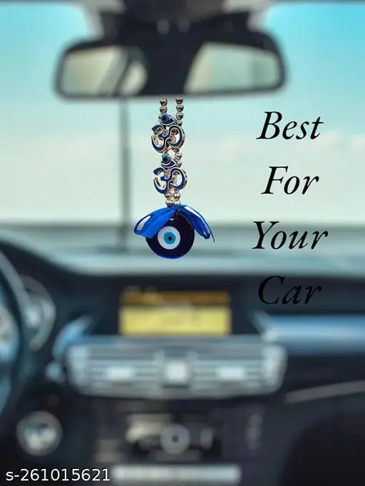 2 Om Evil Eye Hanging for Car Accessories | Turkish Evil Eye Two Om Hanging Ornament for Home Outdoor Car Office