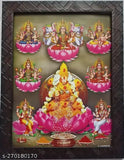 Synthetic resin, Indian-made Asta Lakshmi Ashtalakshmi photo frame, 9x12 inches wall hanging for Hindu decor