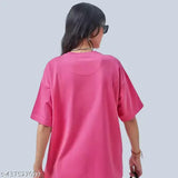 Pink cotton blend oversized T-shirt for women