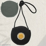 Trendy fashionable flower cottonjute beach style sling bag for women