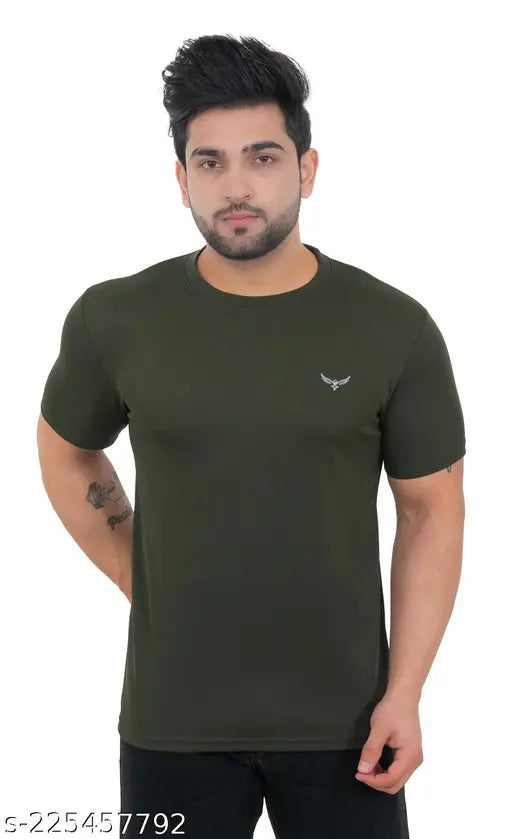 American Pie Men's Polyester Halfsleeve Round Neck Solid T-Shirt 4pc Combo Set - Printed summer casual wear, comfortable style in India