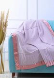 Purple satin throw, border design, Egyptian cotton, sofa cover, throw blanket for 2 seater sofa