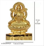 Brass Shri Laxmi Mata Idol for Diwali Puja, intricately detailed, 7" x 11" x 1.5", from India