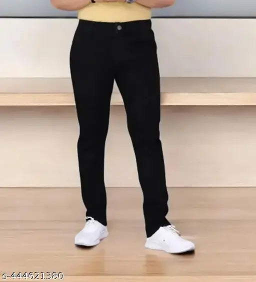 Black men's stretch denim pants
