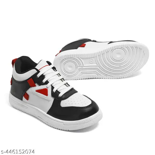 Duruky boys' casual sneakers, black and red, trendy shoe design, casual wear shoes for boys