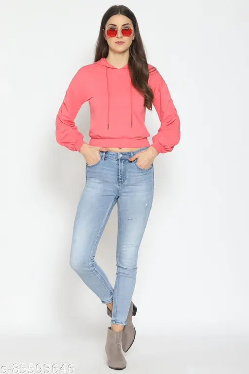 Reversible fleece full sleeve sweatshirt for women, solid color with long sleeves on hangar